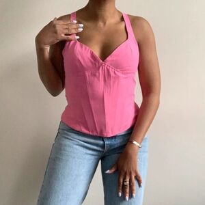 Zara pink linen blend corset top
